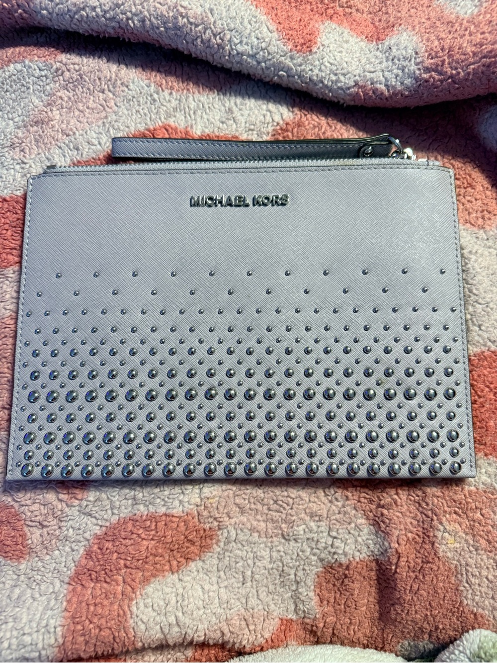 Michael Kors Silver Studded Wristlet Clutch